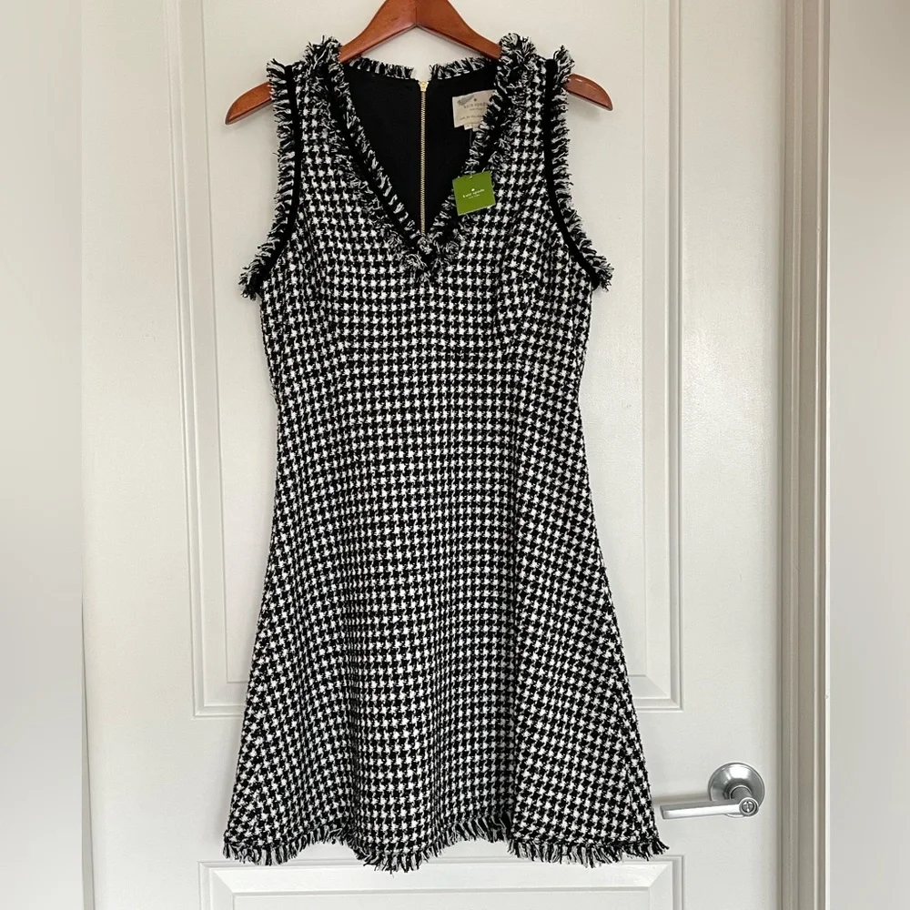 kate spade Black and White Houndstooth Sleeveless Dress